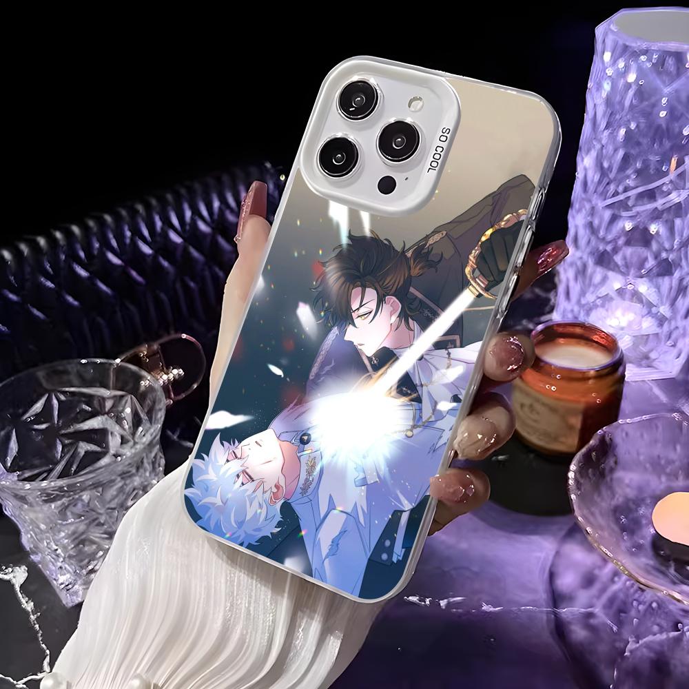 Чехол для телефона L-Link Clicks в стиле аниме для iPhone 16 15 14 13 12 11 Pro Max Белый Фиолетовый Матовый Лазерный Металлик Аврора Funda