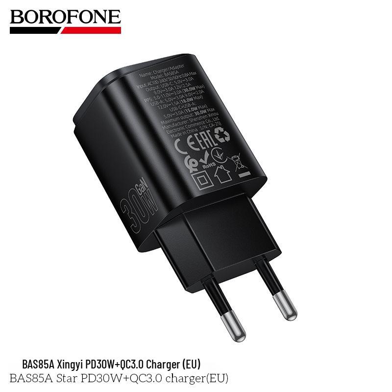 BOROFONE BAS85A Двухпортовое быстрое зарядное устройство PD30W+QC3.0 C to C EU Стандартный комплект