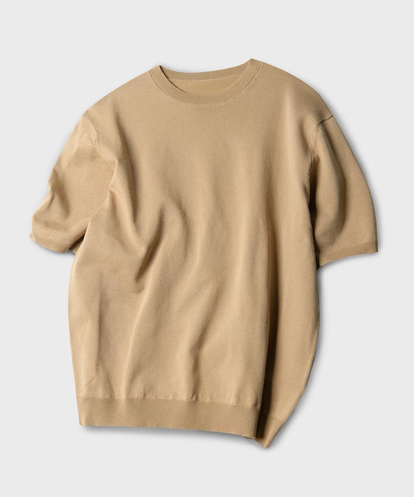 BLACK MOMENT Cool Linen-Like Semi-Overfit Half Sleeve Knit 8 Colors