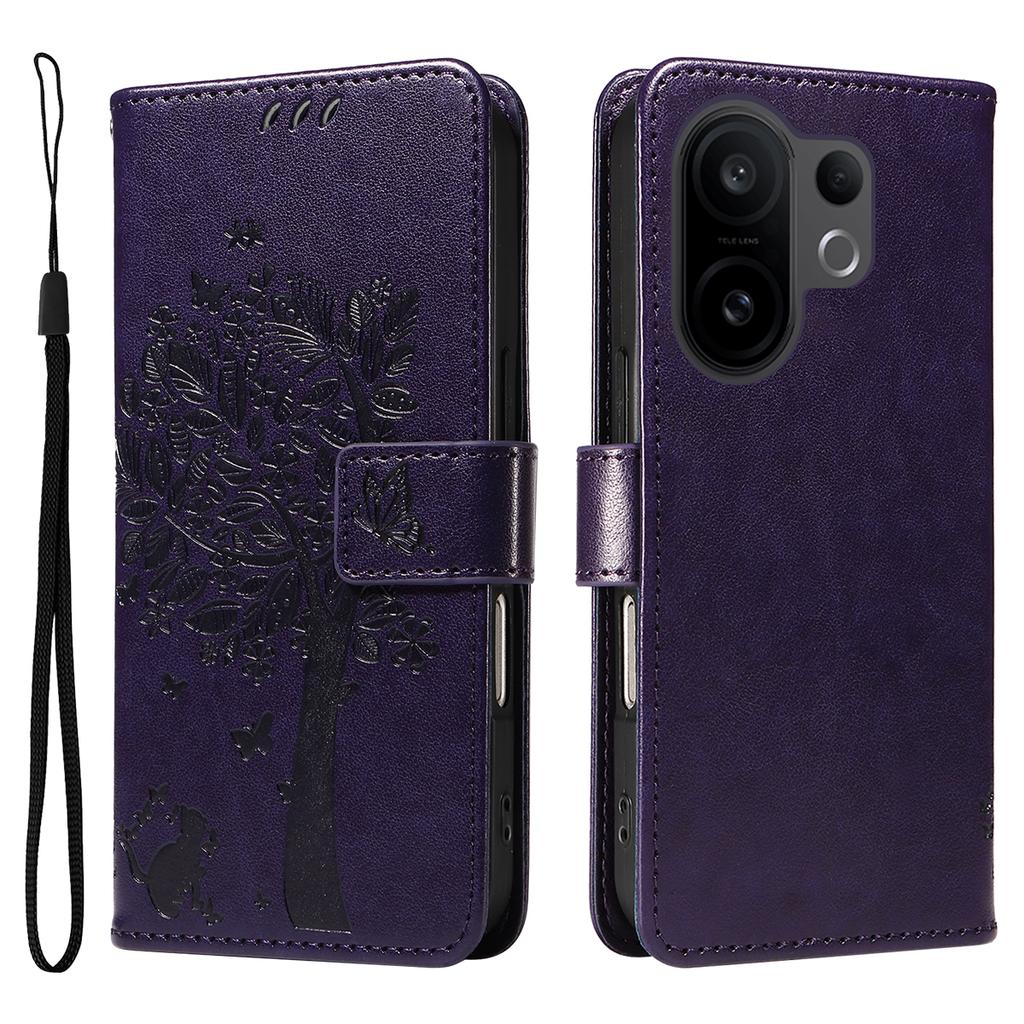 For vivo X200 FE 5G/vivo S30 Pro mini 5G Phone Case with Stand Cat Tree Pattern Leather Wallet Mobile Cover