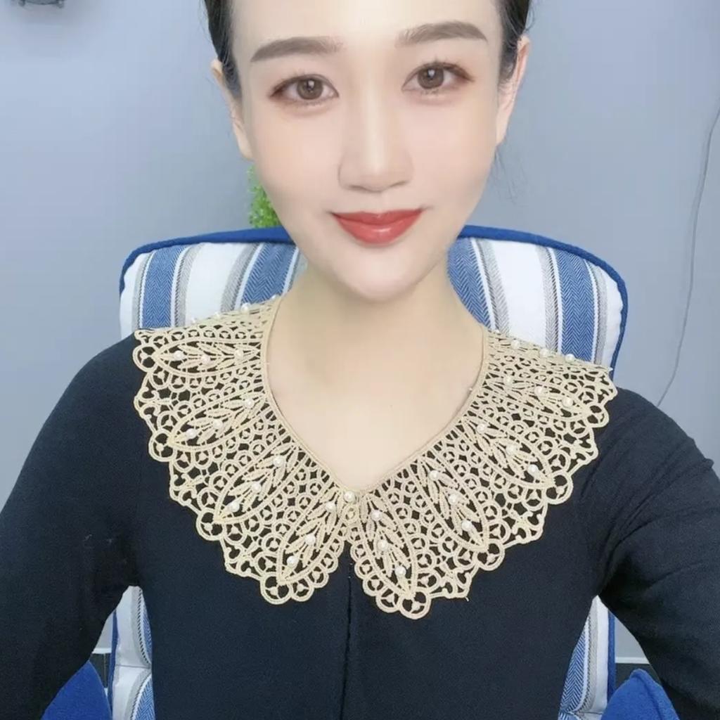 [Bead Lace Fake Collar] Korean Version Of Lace Women'S Hollow Kapok Silk Shawl Summer Sun Protection Fake Collar Versatile