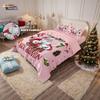 3Pcs Pink Santa Claus 67 Element Printed Coreless Duvet Cover Set Multi Size Bedroom Bedding Holiday Decoration Machine Washable