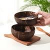 1/5PCS Coconut Bowl Wooden Spoon Set Smoothie Kitchen Tableware Dessert Fruit Salad Mixing Rice Ramen Natural Coconut Bowls