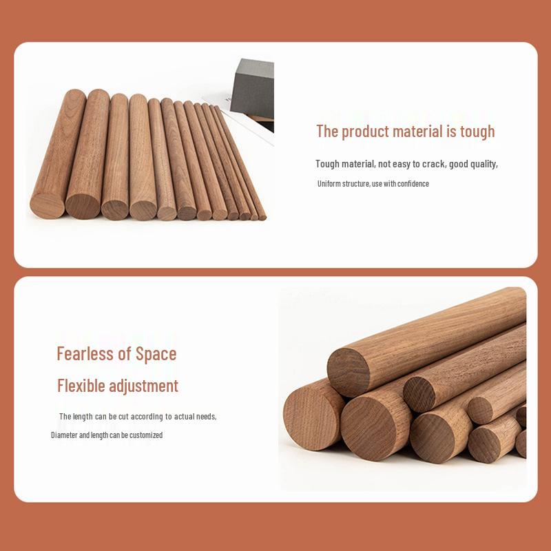 Black Walnut Round Wooden Craft Stick for DIY Models and Yoga Back Support