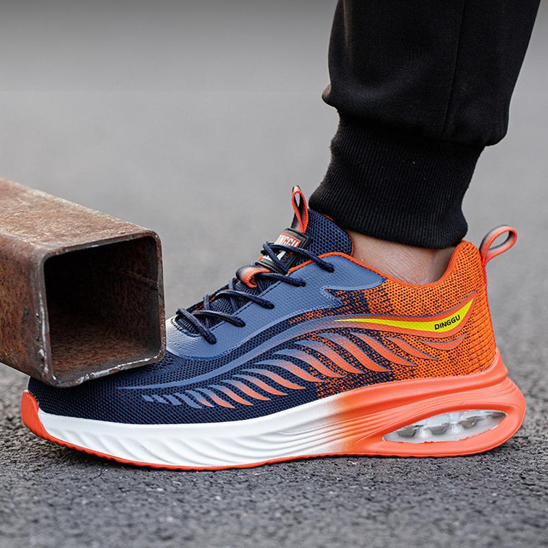 Fashion Safety Shoes Men Puncture-Proof Work Sneakers Men Air Cushion Protective Shoes Breathable Non-Slip Work Shoes Security