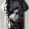 Мужская футболка в японском стиле с изображением самурая и кота с 3D принтом, повседневная футболка с короткими рукавами, уличная негабаритная мужская одежда, топы