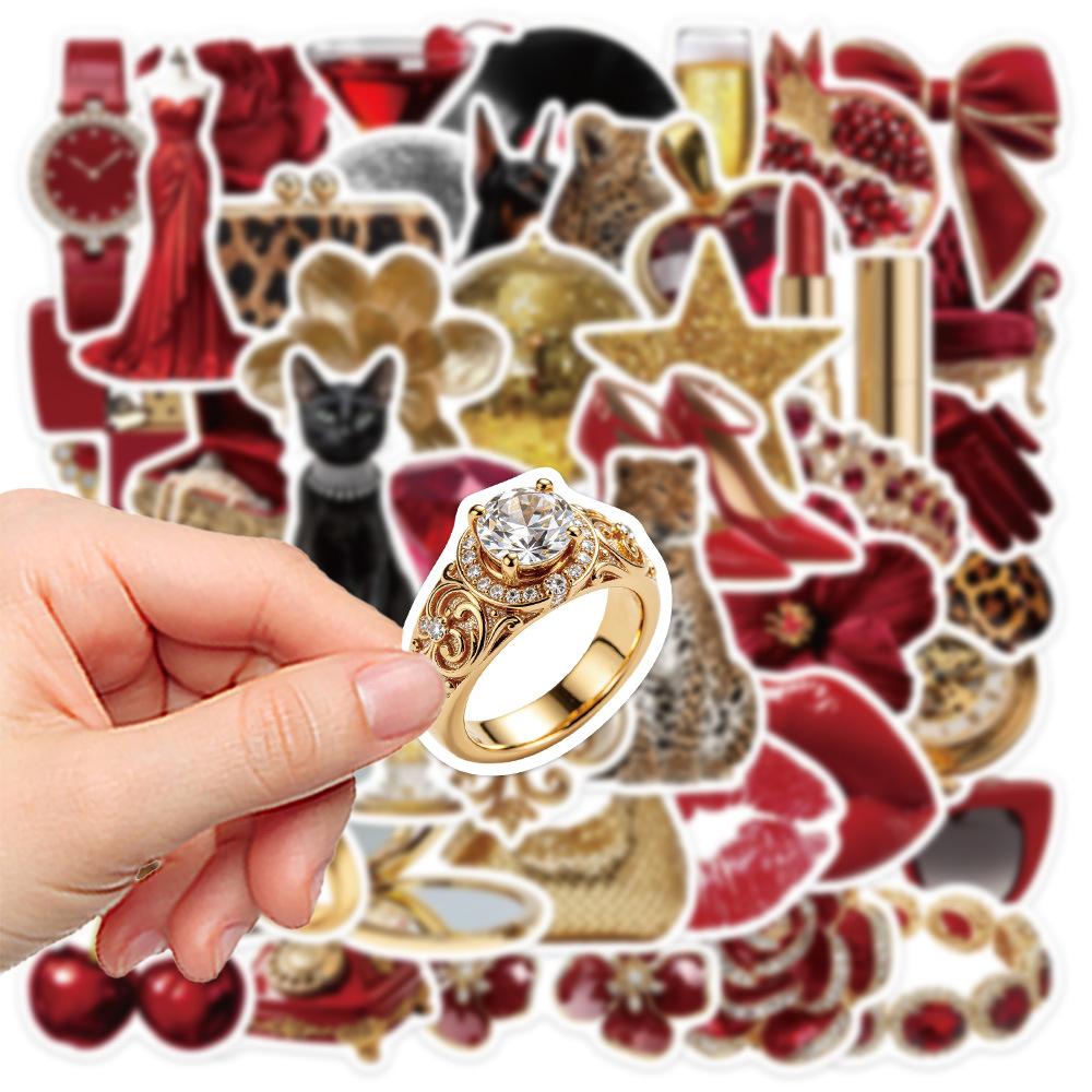 50Pcs/Set Retro Y2K Downtown Shiny Stickers DIY Fashion Waterproof Doodle Decals Stickers (2 Styles)