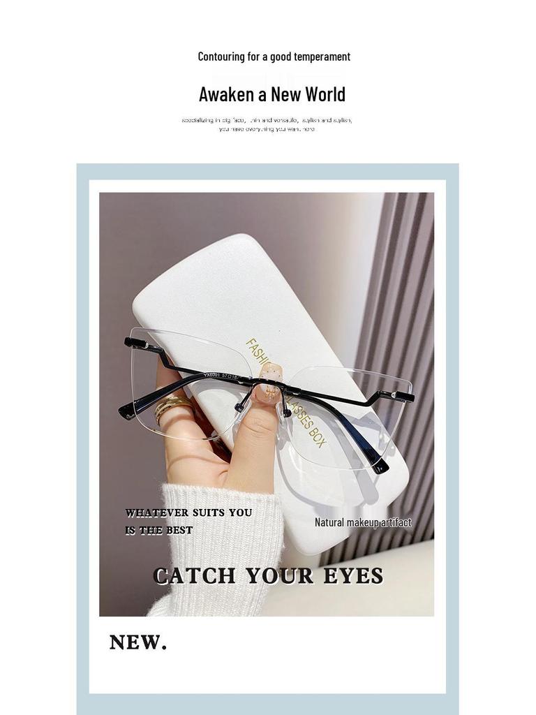 Женские очки премиум-класса с золотой безободковой оправой: Макияж без макияжа, Креативное украшение, Интернет-стиль