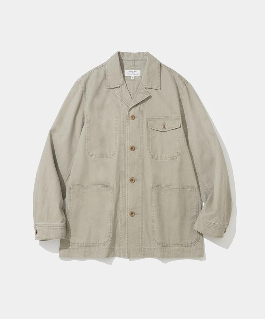 UNIFORM BRIDGE Washed Cotton Coverall Jacket Beige