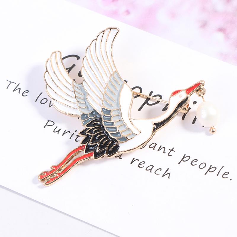 1 шт., жемчуг, журавли, эмалированная булавка, винтажная подвесная брошь в виде птицы, женские роскошные ювелирные изделия