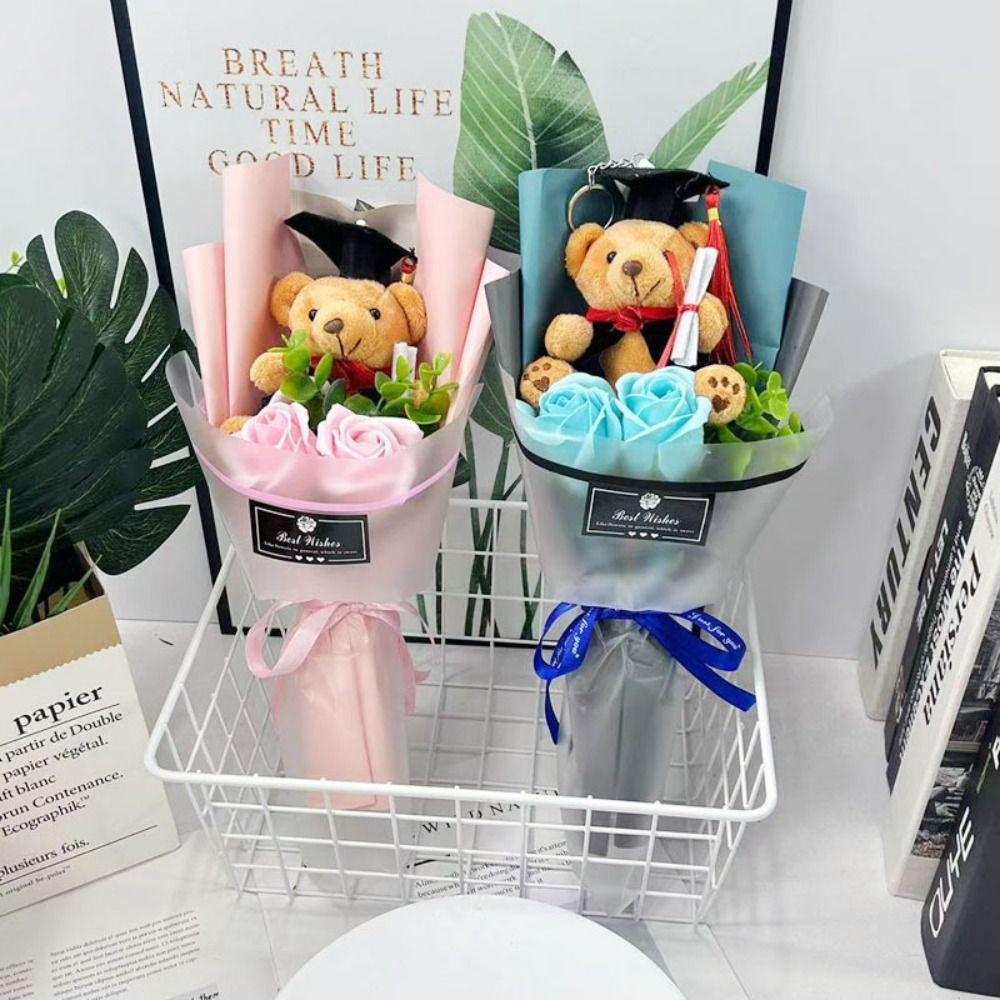 Multicolor Graduation Bear Bouquet Cute Plush Toy Bear Chic Cartoon Lovely Bear Birthday Party