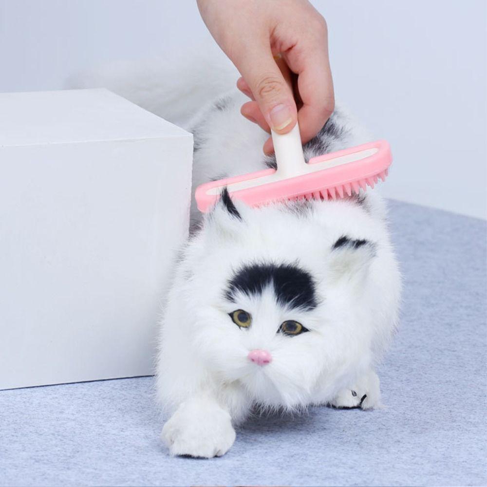 Pink and White Small Pet Comb Silicone Pet Silicone Comb Rabbit Fur Brush  Pet Home