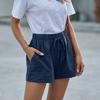 Leisure Wide Leg Loose Shorts Summer Women's High Waisted Elastic Tie Up Shorts
