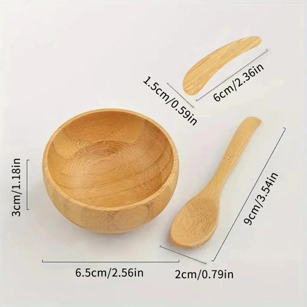 Bamboo Wood Mask Bowl Sleek Bamboo Spatula Spoon Spoon Cosmetic Mixing Tools  Cosmetic Mixing