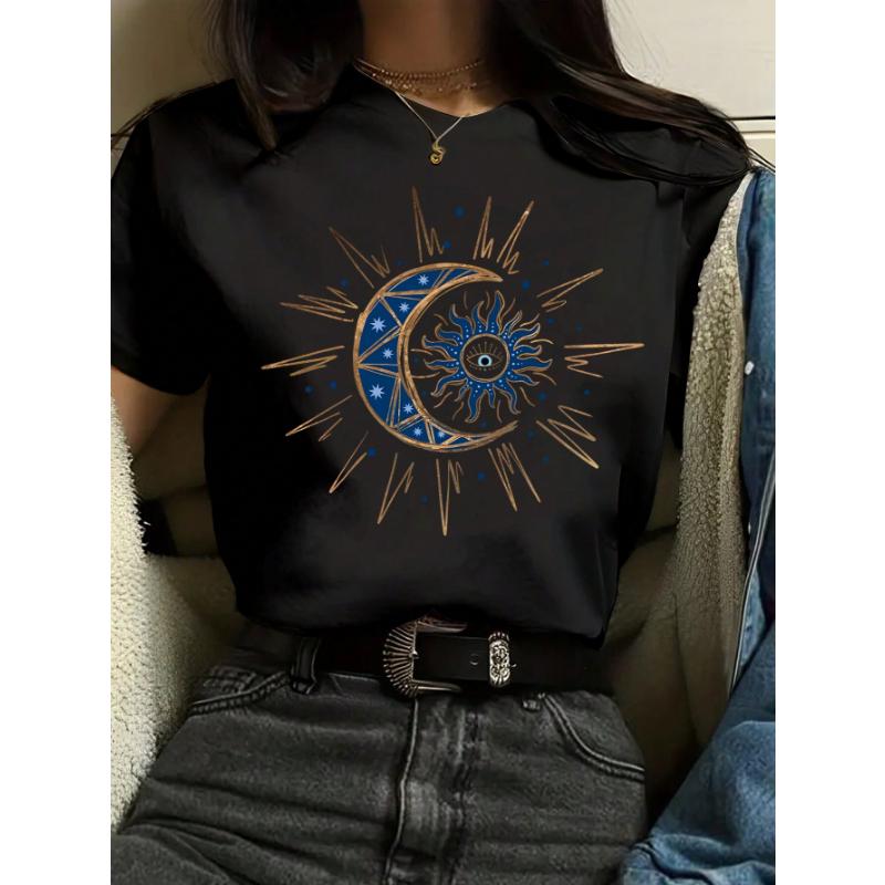 Женская футболка с коротким рукавом и принтом глаз