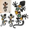 Unique Gifts for Garden Lovers Metal Gecko Lizard Wall Decor, Colorful Painted Iron Art, Exotic Fence Decoration Outdoor Farmhouse Hanging Ornament