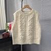 Round Neck Sweater Vest Women's Spring Loose Soft and Sticky Stacked Knit Sweater Waistcoat