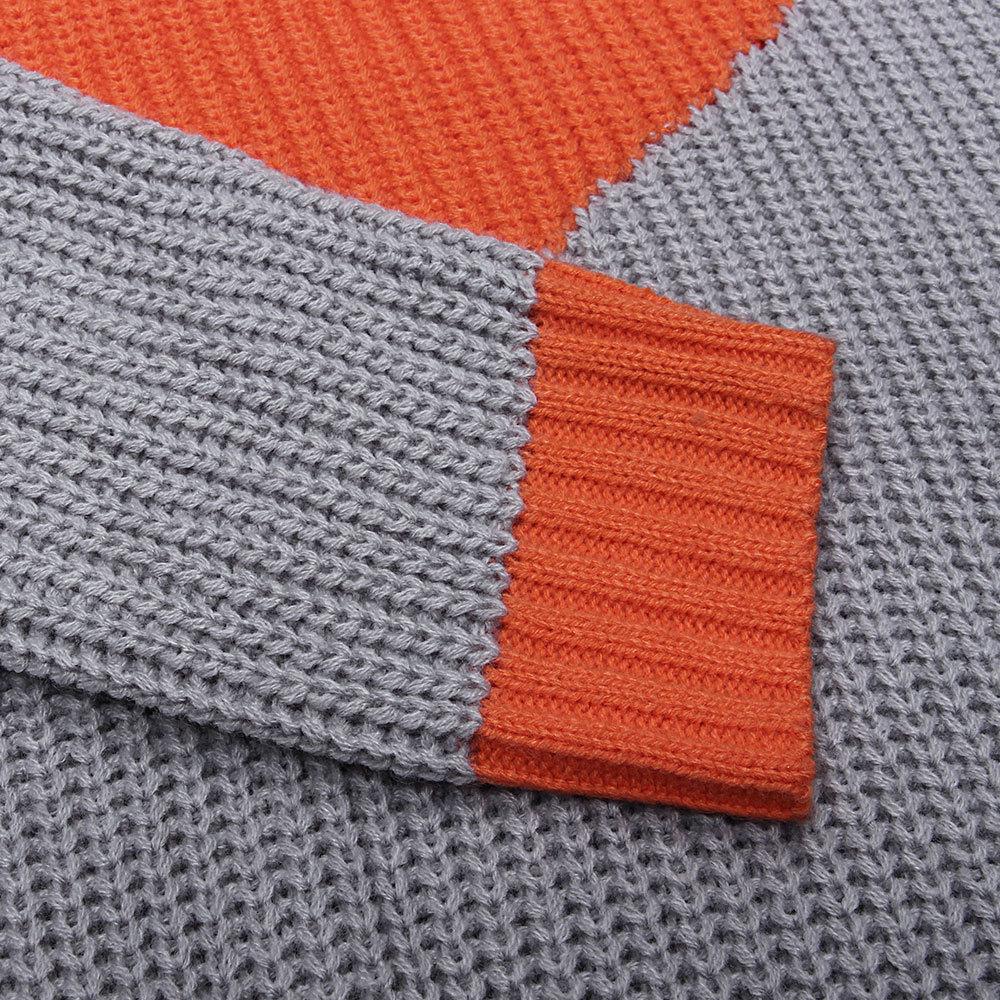 Женский свитер с круглым вырезом в стиле пэчворк, осенне-зимний