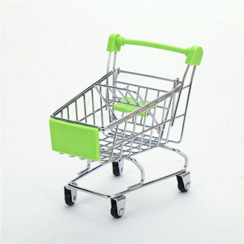 Delightful Mini Metal Shopping Trolley And Multi-functional Basket Toy For Engaging Kids Role Play