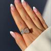 Geometric Square Water Drop Asymmetric Opening Ring Female Stamp Super Flash White Zircon Ring Party Wedding Birthday Gift
