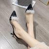 Французские прозрачные туфли-лодочки на тонком высоком каблуке, новые сандалии с закрытым носком, женские весенне-летние туфли на маленьком каблуке, белые туфли-лодочки