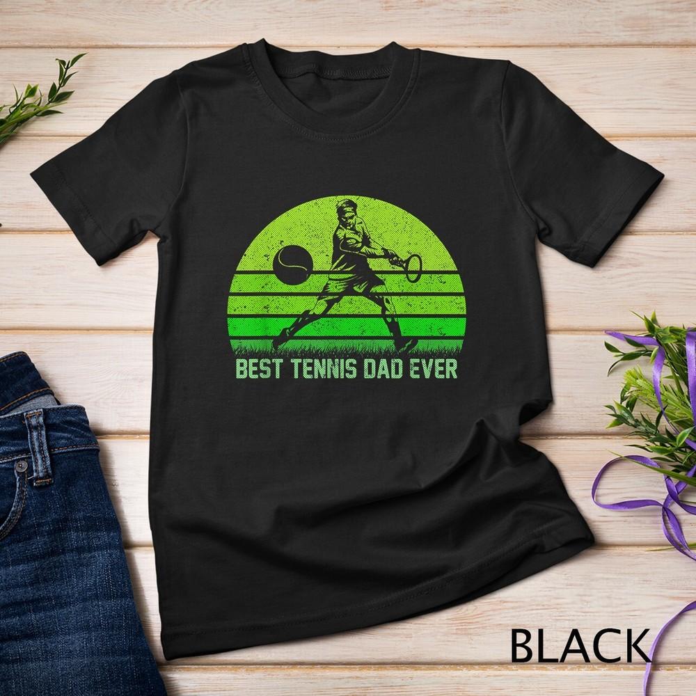Mens Vintage Retro Best Tennis Dad Ever Funny Father's Day Unisex T-shirt