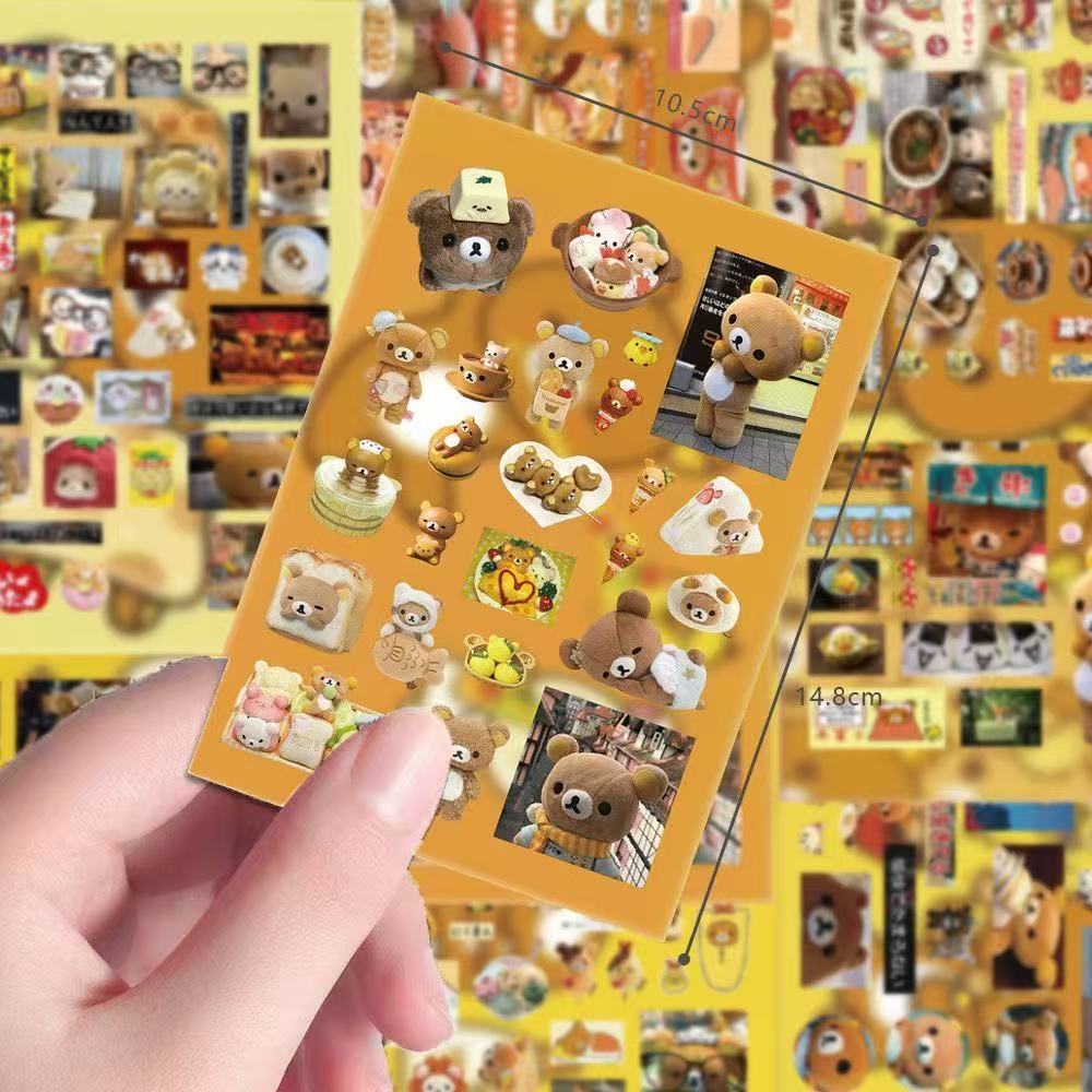 8 Pieces of Ancient Style Rilakkuma Cut Film Stickers Cute Popular Simple and Creative Packaging Materials Waterproof Stickers