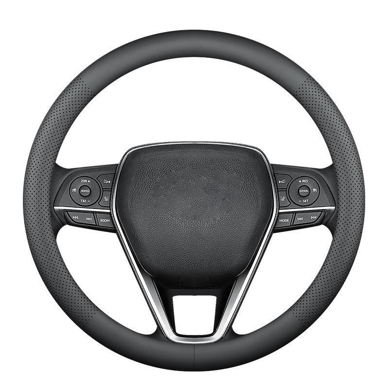 Universal Nappa Leather Car Steering Wheel Cover Breathable Sweat Absorbing Perforated Comfortable Four Season Protective