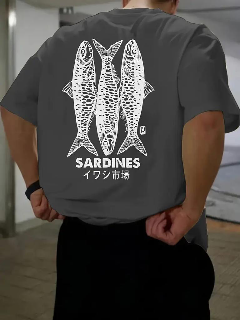 Summer Harajuku Graphic T Shirts Japanese Sardine Print Women Men Oversized Streetwear Vintage Tee Clothing Comfortable Cotton