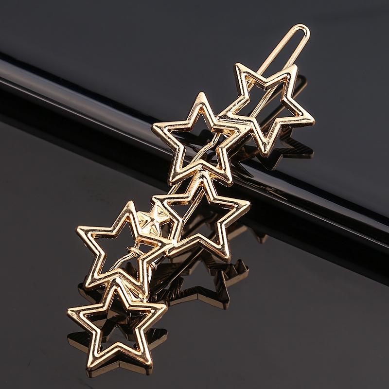 Simple Creative Metal Hair Clip Women Fashion Elegant Geometric Hairpins Round Star Hairgrip Barrette Headwear Hair Accessories