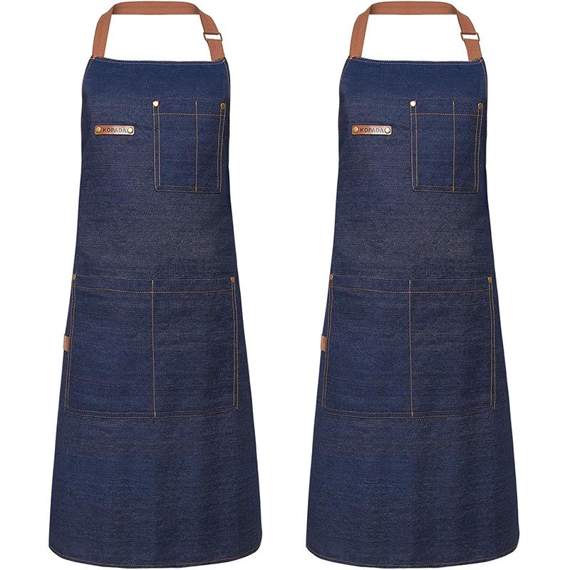 Custom Logo Denim Apron for Restaurants, Cafes, & Milk Tea Shops