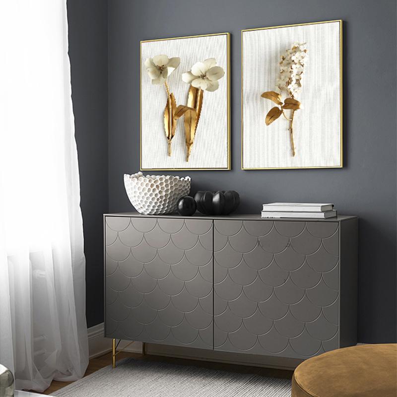 Скандинавский золотой абстрактный лист, цветок, настенное искусство, холст, современная живопись, плакат, печать, настенная картина для гостиной, домашний декор