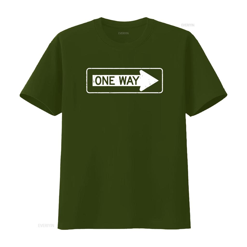 Футболка с принтом 'One Way Sign' винтажная стирка уличный стиль Унисекс Слегка удобный Эластичный топ для повседневной носки Повседневный Мягкий с графическим принтом
