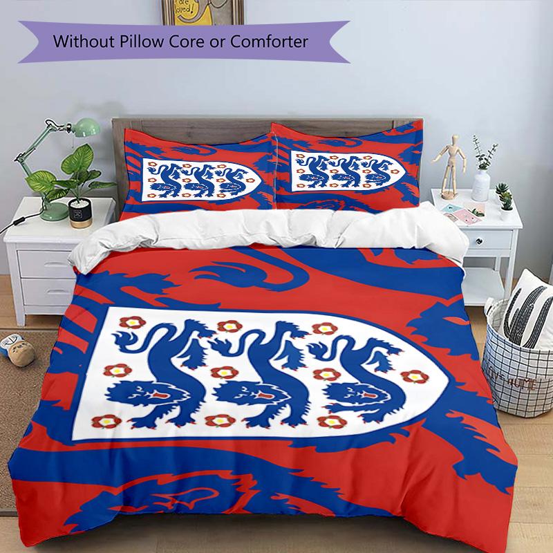 England Football Crest Printed Pattern Duvet Cover Set – includes 1 duvet cover and 2 matching pillowcases Bedroom decor Christmas gifts