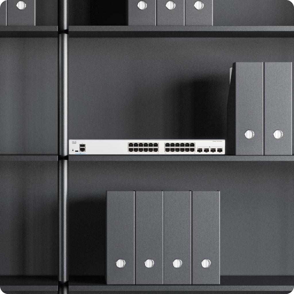 Cisco Systems Cisco Catalyst Smart Switch 24 Port GE 4x10GE Metal Corps Бесшумный безвентиляторный для бизнеса (Циско) 1200-24T-4X SFP+ (С1200-24Т-4Х)