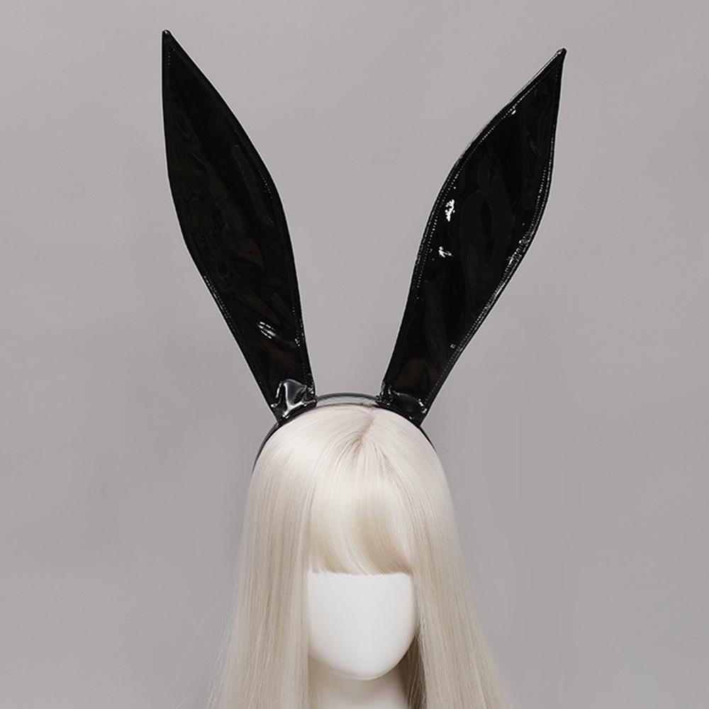 Sexy Bunny Maids Ears Headband Cosplay Leather Rabbit Ear Hairband DJ Night Club Bar Headwear Party Hair Hoop High Quality