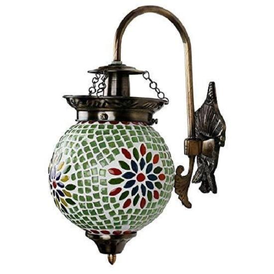 Ball Shaped Glass Wall Lamp for Living & Home Decoration Turkish Lamp (Multicolour, Bulb Not Included); Made In India