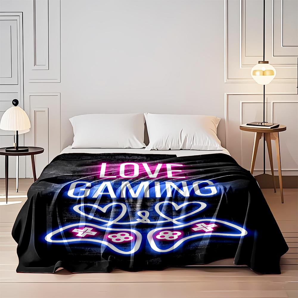 Love Gaming Neon Design Blanket Flannel blanket for bedroom, living room, sofa, and nap sofas.