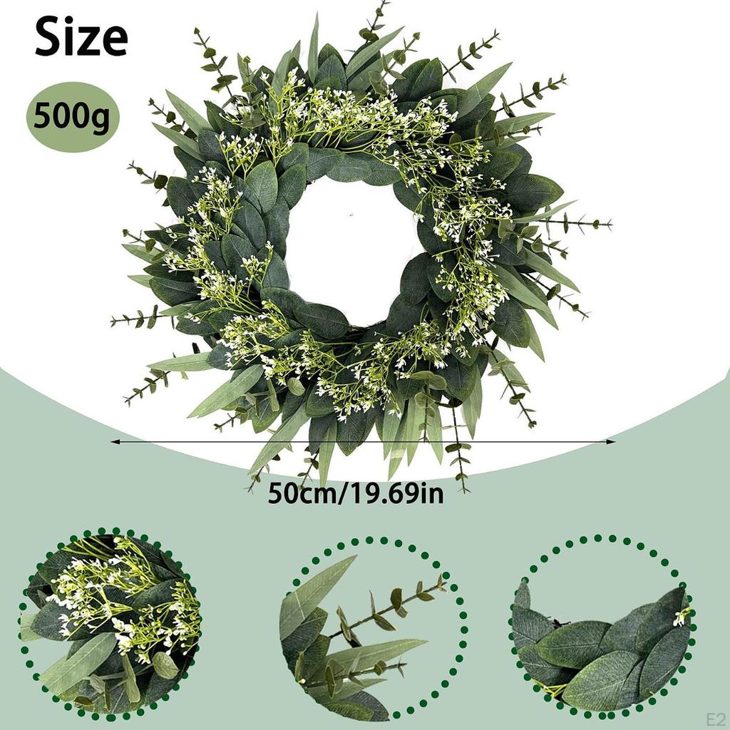Венок из цветов эвкалипта 19,69 дюймов, подвесное декоративное весеннее украшение для внутреннего окна