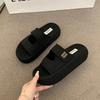 European Station Thick-soled One-word Slippers for Women To Wear 2025 Summer New Versatile Velcro Non-slip Beach Cool Slippers