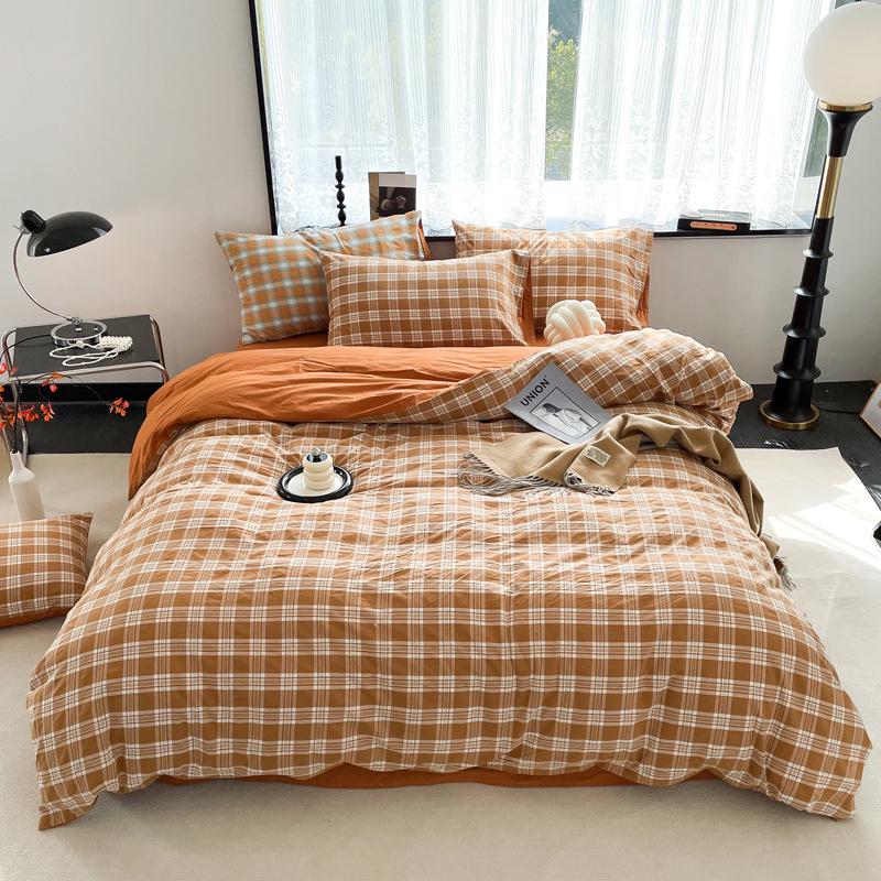 Серия AB Cotton: Комплект постельного белья из чистого хлопка для общежития - односпальный, из четырех частей с простынями