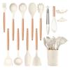 Cooking Utensils Set, 22 Pcs Heat Resistant Silicone Kitchen Utensils Spatula Set with Holder, Kitchen Gadgets Utensil Set for Nonstick Cookware White