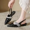 2024 Новые летние женские туфли, модные однотонные женские сандалии с острым носком, однотонные женские сандалии с пряжкой и плоским носком