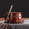 Fashion light luxury style kiln-changed ceramic coffee cup Dehua traditional handmade mug with spoon home gift creation