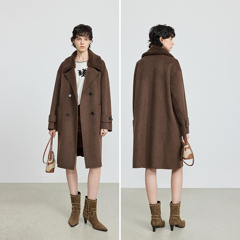 LILY Retro Plush Collar Woolen Coat