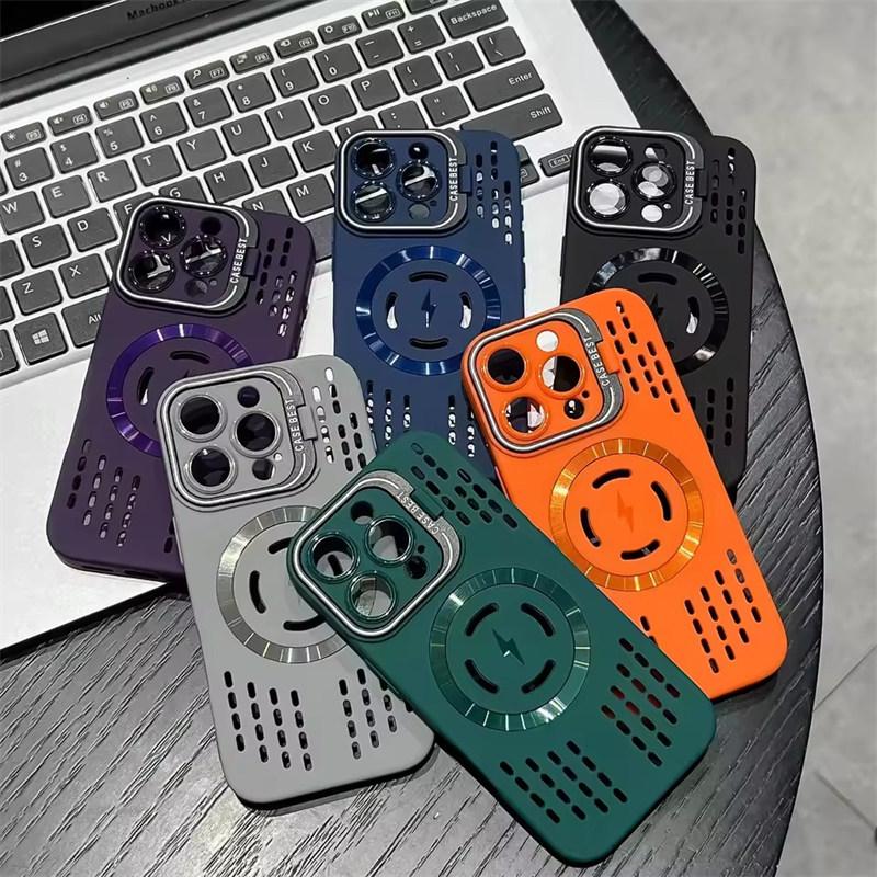 Магнитный чехол для телефона с отводом тепла для iPhone 16 Pro Max 14 Plus 11 12 13 15 17 Pro Max для MagSafe Защитная крышка с кронштейном для камеры