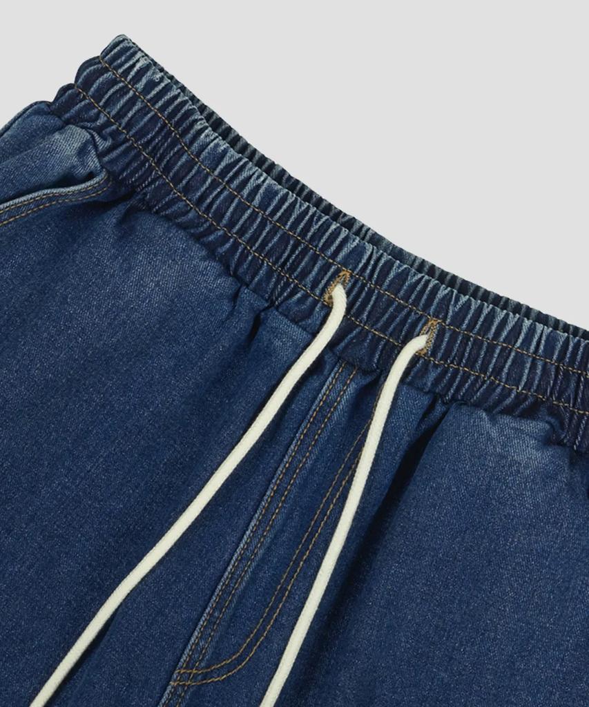 AGOD Bermuda Wide Single-Pleat Cargo Denim Shorts [Indigo]