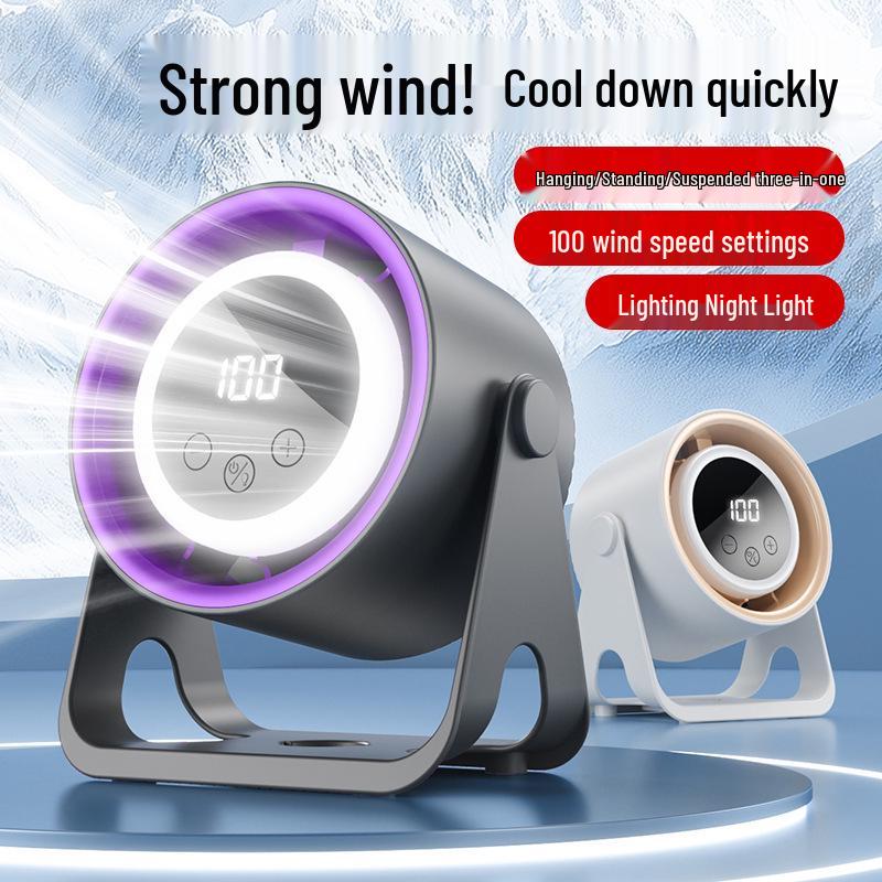 Silent USB Rechargeable Desktop Fan with Digital Display for Office and Dorm