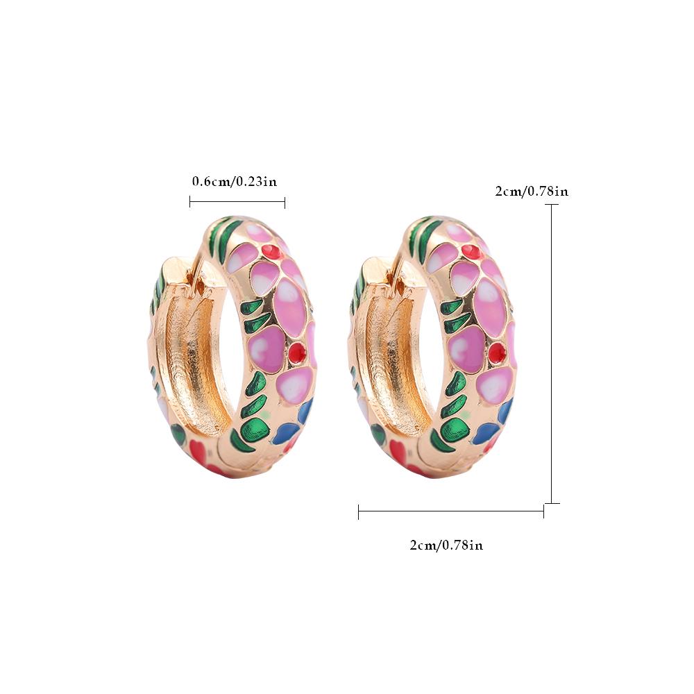 Винтажные Эмалированные Цветы Милые Кольца-Хуги для Женщин Классические Цветные Гравированные Круглые Серьги-Застежки Ретро Brincos