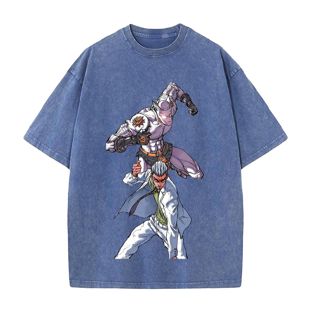 JoJo's Bizarre Adventure Yoshikage Kira Killer Queen Printed T-shirt Men Women Tshirts Cotton Clothing Vintage Washed T Shirt